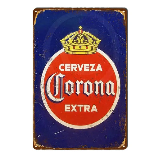 Cartel Lamina Vintage Logo Rojo Cerveza Corona